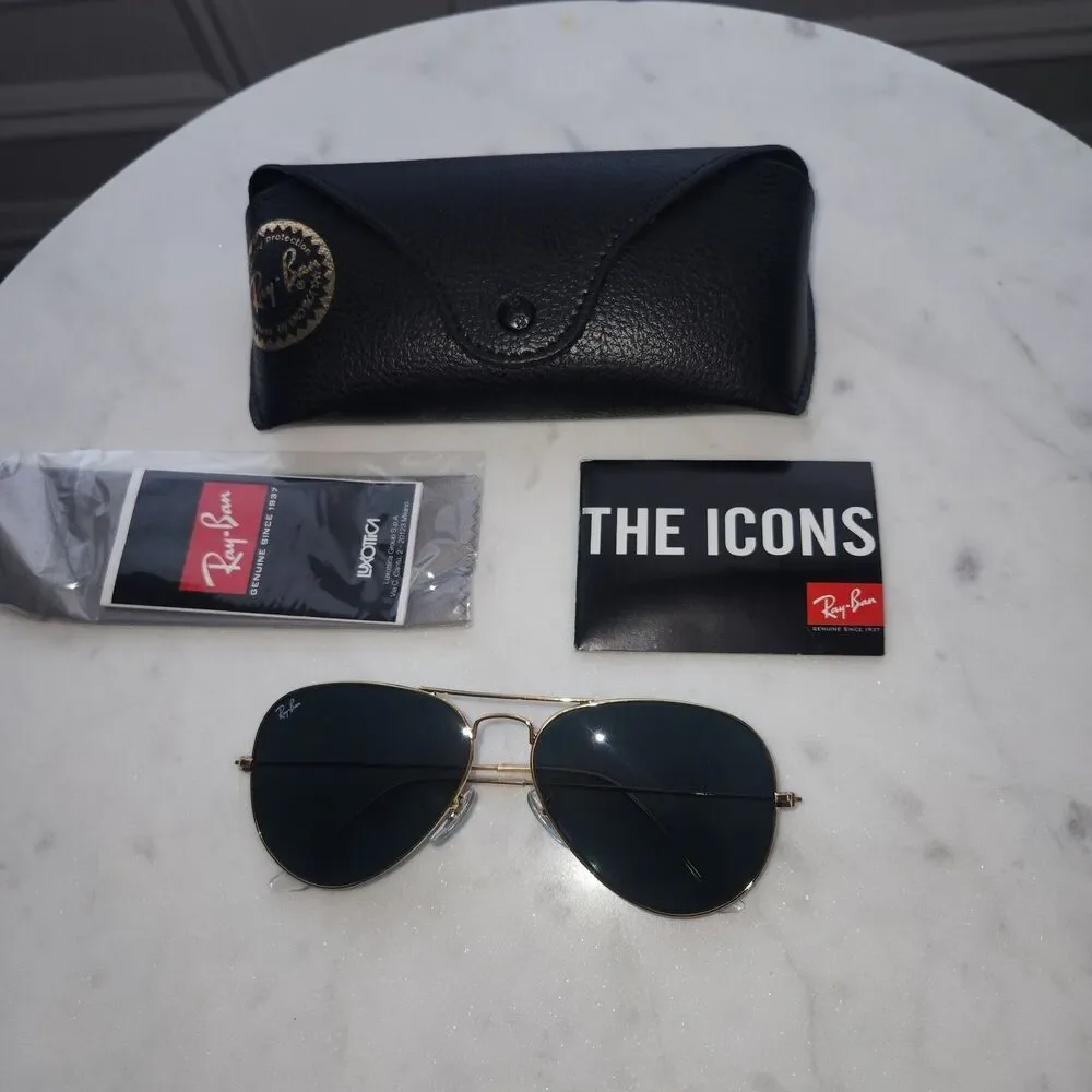 Rayban RB3025 Aviator Arista Gold Green Lens Metal L0205 58-14 135 3n NEW - Picture 9 of 11